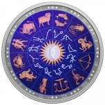 Horoskooppimerkit. Kanada 30 $ 2022 v. 99,99% hopearaha ,väripainatuksella, 62,,69 g.