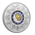 "Знаки зодиака". 30 $, Канада, 2024. г., 99,99% серебряная монета с цветной печатью. 62,69 г.