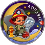 Baby Zodiac. Aquarius - Republic of Ghana 2 Cedis 2022 1/2 oz silver coin in digital printing