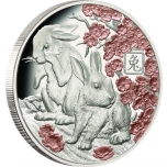 Год Кролика 2023 г - Соломоновы Острова. 10 $, 2023 г. 99,9% серебряная монета с позолотой, 31,1 г.