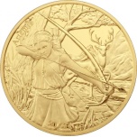 The Twelve Olympians in the Zodiac - Artemis &  Sagittarius Samoa 0.20 $ 2022 Gold plated Copper/Nickel coin