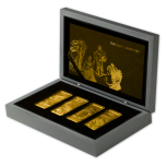 „Lady Liberty" -  Barbados 2022.v. 4 x 5 $ 99,99% hopearaha setti, kultaus, 4 x 1 unssi
