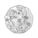 NEW YEAR COIN 2023. The Popular Pig  - Austria 5 € 2023 92,5%  Silver coin, 7,78 g
