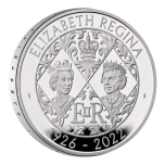 Kuningatar Elizabeth II Isobritannia 5£ 2022 92,5% hopearaha, 28,281 g