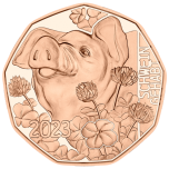 NEW YEAR COIN 2023  - 5 € 2023 copper coin, 8,5 g