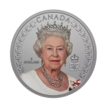 Kuningatar Elisabet II:n muistaminen - Kanada 5$ 2022 v. 99,9% hopearaha väripainatuksella, 7,96