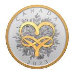 Celebrate Love - Canada 20$  2023 99,99% Silver Coin with Yellow Gold Plating. 1 oz