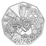  "Медоносная пчела" - Австрия, 5 €, 2023 г. 92,5% серебряная монета, 7,78 г.