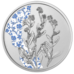 "Язык цветов. Незабудка" - Австрия, 10€, 2023 г. 92,5% серебряная монета с цветной печатью. 15,552 гр.