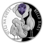Hello Baby! To the Birth of a Child. Crystal Coin -  Niue Island 2$ 2023. 99,9% silver coin with cut Bohemian crystal, 1 oz