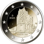 Saksamaa 2022.a. 2€ juubelimünt  - Liidumaade seeria – Hamburg. Elbphilharmonie / Elbe Filharmoonia (komplekt 5 münti A, G, D, J, F,)