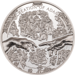 "X-Ray. Сотворение Адама." Острова Кука, 5$, 2023 г. 99,9% серебряная монета, 31,1 г.