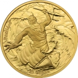  "Олимпийские боги и знаки зодиака" . "Посейдон, & Рыбыг".  Самоа 0,2$ 2022 г.  Медно-никелевая монета с позолотой, 25 g.