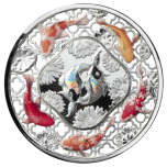 «Кои рыбки» - Соломоновы Острова, 5$, 2023 г. 99,9% серебряная монета в технике филигрань. 2 унции.