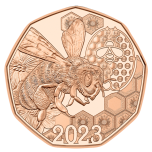  "Медоносная пчела" - Австрия, 5 €, 2023 г. .- Австрия 5 € 2023 г.  монета, 8,5 г. 