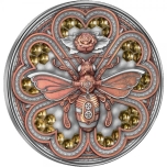 "Metall mesilane" Niue Saarte 5 $ 2023.a. antiikviimistlusega värvitrükis osalise kullatisega 99.9% hõbemünt, 62,2 g.