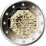 2 € юбилейная монета 2023 г. Германия - 1275 лет со дня рождения Карла Великого