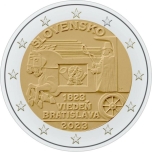 2 € юбилейная монета Словакия 2023 г. -200-летие со дня открытия конной почты на маршруте Вена-Братислава 