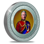 Charles III. Uusi-Seelanti 5$  2023 v. 99,9% hopearaha väripainatuksella, 5 unssi
