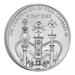 Коронация короля Карла III.  Великобритания, 5£, 2023 года. Mедно-никилиевая монета.