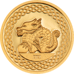 Год Дракона 2024 г.  Лунный Календарь. - Монголия 1000 тугриков 99,99%  золотая монета 0,5 гр.   
