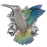 Hummingbird. Vanuatu 50 Vatu 2023 Antique finish 99,9% silver coin with enamel and crystals, 500 g