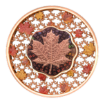 Filigree Maple Leaf. Solomon Islands 5$ 2023 2 oz 99,9% silver coin with selectice colour and hologram print rose gold plating