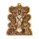 "Двойной Дракон-Kитайский Бог Богатства" . Чад, 10 000 франков, 2024 г.,  99,9% серебряная монета с антик обработкой и позолотой, 62,2г.
