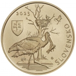 Fauna and flora in Slovakia. Black stork. Slovakia 5€ 2023 commemorative coin