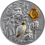 Dazhbog - auringon jumala Niue saarivaltio 5 $  2024 v. 3 unssi 99,9% hopearaha, meripihka ja antiikkipatinointi