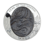 Lunar Year of the Dragon. Cook Islands 5$ 2024 99,9% Silver Coin  with the Mother of Pearl, 5 Oz