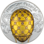 Peter Carl Fabergé Tsarevichin pääsiäismuna - Mongolia 1000 Tugrik, 2024.v. 99,9%  hopearaha emaililla ja kultauksella. 2 unssi 