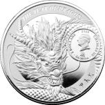 Lohikäärmen vuosi 2024. & Manjusri - Samoa 2$ 2024.v  99,9% hopearaha 31,1 g