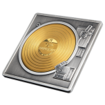 Vinyl records. Barbados 5 $ 2023  99,9% silver coin with a movable wheel inlay, 3 oz