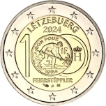 2 € юбилейная монета 2024 г. Люксембург -100 лет введения в обращения монет с изображением литейщика (Feierstëppeler) 