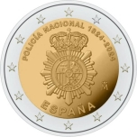 2 € юбилейная монета 2024 г. Испания - Национальный полицейский корпус
