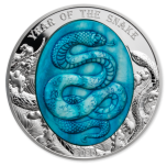 Lunar Year of the Snake. Cook Islands 5$ 2025 99,9% Silver Coin  with the Mother of Pearl, 5 Oz