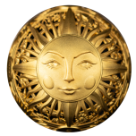 "Vastakohdat vetävät puoleensa: Aurinko ja Kuu"  3D - Samoa 5 $ 2024. v. 2 unssi hopearaha kultauksella ja antikpatinoiti
