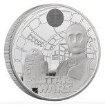 Star Wars "C-3PO & R2-D2" Великобритания 10 £ 2023 года 99,9% серебрянная монета. 156,3 г.