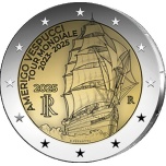 2 € юбилейная монета  2025 г. Италия - Кругосветное путешествие на учебном судне «Америго Веспуччи» 2023-2025 