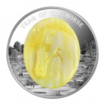 Lunar Year of the Horse. Solomon Islands 5$ 2026 99,9% Silver Coin  with the Mother of Pearl, 5 Oz