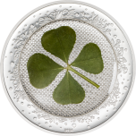 Ounce of Luck Palau 5$ 2023  92,5% silver coin with REAL four-leaf clover, 1 oz