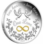 "One Love 2024" Australia 1$ 2024  99,99% Silver Proof Coin, 1oz