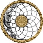 "Elämän symboli. Unelmiesi",  - Barbados 10 $ 2025. v. 1 g kulta 7 g hoperaha /riipus kultauksella.