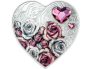 Brilliant Love - Roses Cook Islands 5$ 2024 99,9% hearth shape silver coin with crystals, 20 g