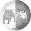  Год Быка 2021 г. - Токелау, 5$, 99.9% серебряная монета с зеркальным  изображением.  31.1 г.