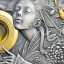 Amaterasu Divine Faces of the Sun 3 oz Antique finish Silver Coin 5$ Niue 2021