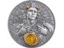 "Аполлон- бог солнца." -  Острова Ниуэ, 5 $, 2025 г., 99,9% серебряная монета с позолотой, с антик обработкой и вставкой из янтаря 93,3 г.